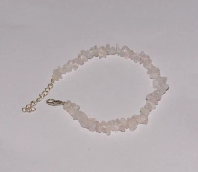 Hermosa pulsera de cuentas con astillas de cuarzo rosa con piedras preciosas, pulsera con cuentas Foto 1 de 4