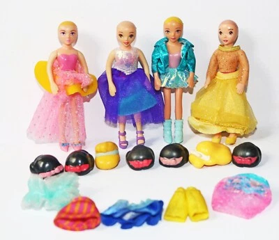 Polly Pocket Princess Lot with 4 Dolls with Wigs, Cloth Clothing, and Shoes - Image 1 of 2