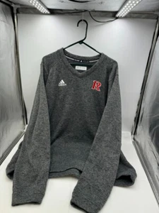 Adidas Rutgers Scarlet Knight Gray Pull Over Sweater Sz 2XL Knit Sweat Shirt EUC - Picture 1 of 6