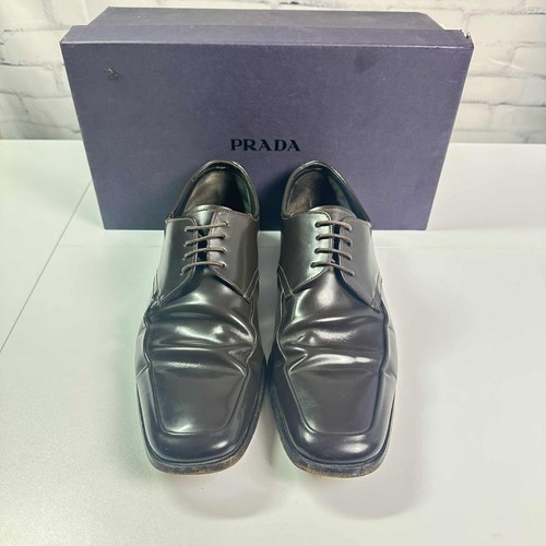 Prada Calzature Uomo Spazzolato Nero Marrone Scuro Taglia 7 5
