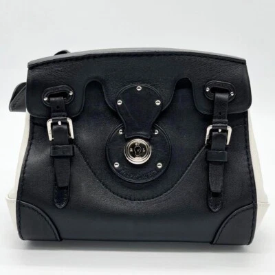 Bolso de hombro de cuero Ricky blanco y negro Ralph Lauren Purple Label con bolsa para el polvo Foto 1 de 4
