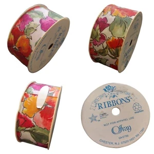 Offray Cotton Poly Beautiful Floral Vintage 18Ft Cloth Ribbon - Picture 1 of 6