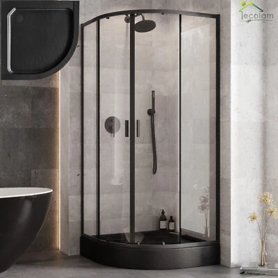 BESCO Duschwanne Duschtasse Duschkabine 80x80 90x90 Dusche schwarz black Stein Effekt
