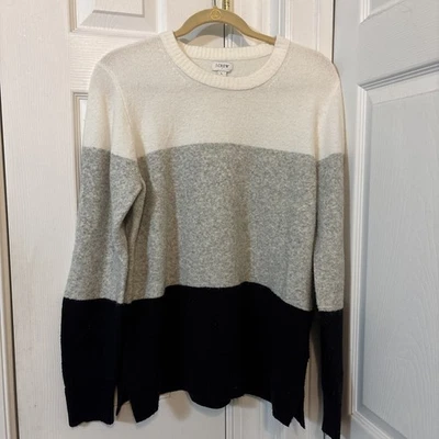 Suéter para mujer J.Crew cuello redondo LS bloque de color hilo extra suave talla L BB084 Foto 1 de 4