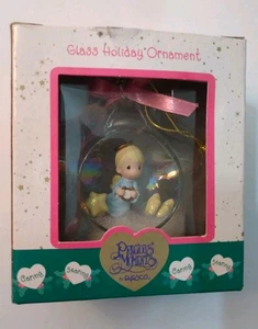 Precious Moments Enesco Glass Holiday Ornament NEW NIB Angel Harp Blue - Picture 1 of 6