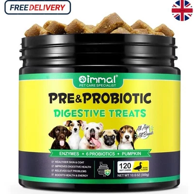 120 PRE PROBIOTICS Oimmal Dog Chews Food Treats HEALTHY DIGESTION GUT Duck