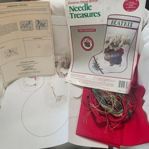 Herren Hasen Strumpf Ornament gezählt Kreuzstich Set 16 Zoll geöffnet B21 - Bild 1 von 12