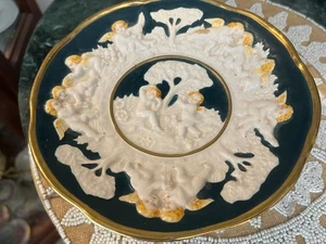 Vintage Ardalt Porcelain Pedestal Tidbit Tray Cherubs 24K Gold Trim 4976 - Picture 1 of 9