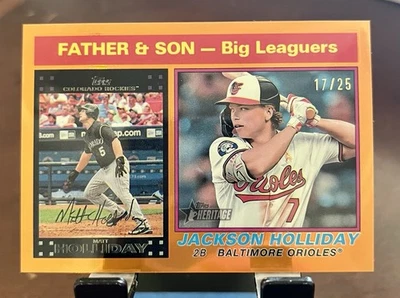 Topps Heritage 66 Jackson Holliday Matt Holliday 2025 padre e hijo/25! 🍊 🔥 Foto 1 de 2