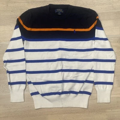 Polo Ralph Lauren Sweater Youth M 10 12 Blue Stripe Long Sleeve - Image 1 of 4