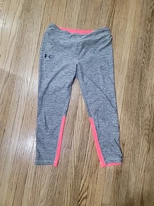 Under Armour Girls' Finale Activewear Capri Tight Legging Grey Pink Navy XLarge - Picture 1 of 5