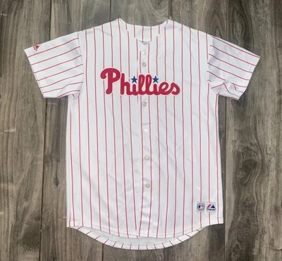 Camiseta de beisebol costurada YOUTH BOYS XL Majestic Philadelphia Phillies Jim Thome - Imagem 1 de 4