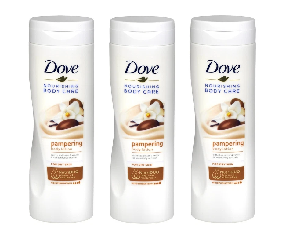 3 x Dove Body Lotion Pampering Care With Shea Butter & Vanilla 400ml - Image 1 of 1