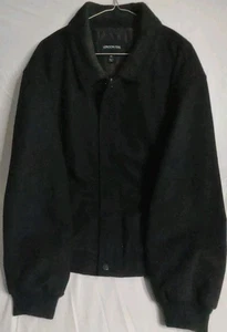 London Fog Herren Bomberjacke Wollmischung Schwarz Full Zip 2XL  - Bild 1 von 5