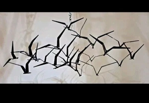 Rare Curtis Jere Brutalist Birds in Flight Sculpture 1968 Black Metal Signed 54" - Picture 1 of 9