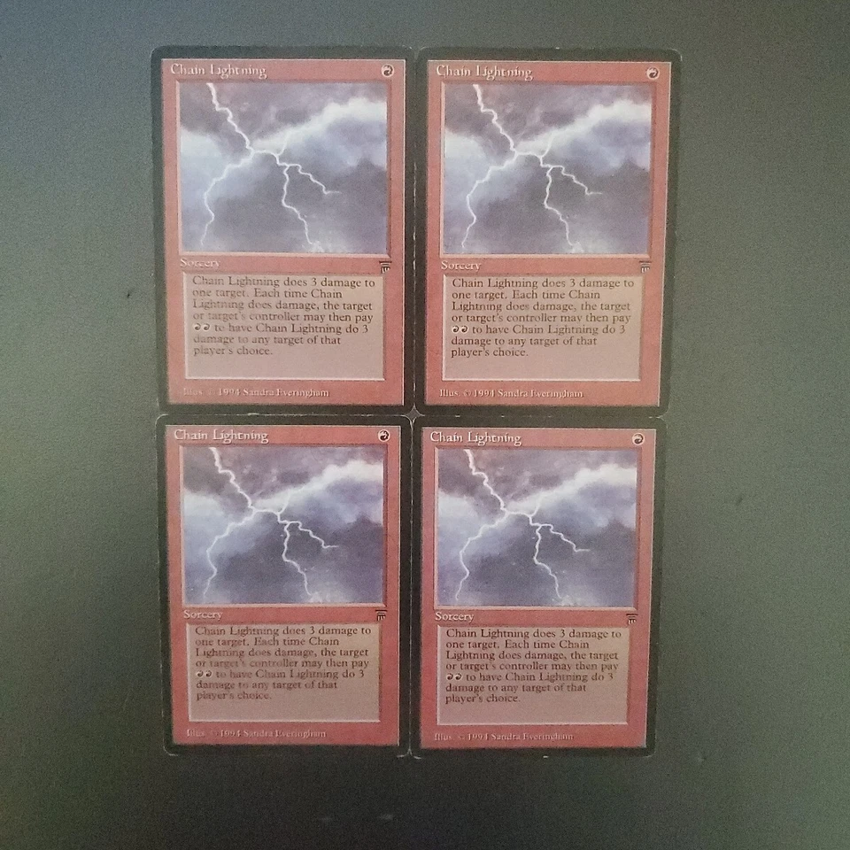 Magic The Gathering Chain Lightning LEG 4 Piece Set Used - Image 1 of 1