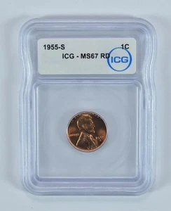 1955-S Lincoln Wheat Cent MS67 RD ICG *4555 - Picture 1 of 5