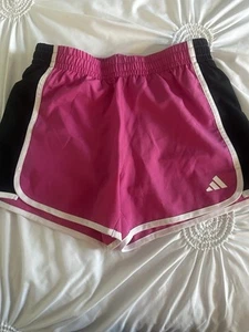 Adidas Girls’ Pink and Black Athletic Shorts - Size L (14 - Picture 1 of 6