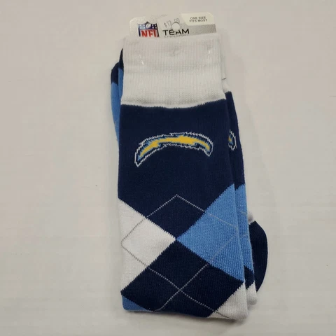 NWT Los Angeles Chargers NFL Team Apparel Blue Plaid Socks One Size Fits Most Cover
