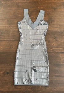Guess By Marciano Womens Dress Gray Silver Sequins Sz S ST2825 New - Picture 1 of 4