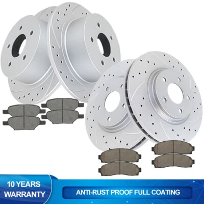 Front Rear Drilled Rotors Brake Pads for Chevy Malibu Cobalt Pontiac G6 ION Kits - Image 1 of 4