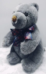 GUND Vintage 1992 Collector's Classic "Blue Thunder" Plüsch grau Teddybär Schleife - Bild 1 von 8