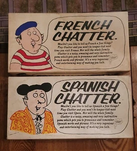 Vintage French Chatter & Spanish Chatter Family Language Games - Intellect Games - Picture 1 of 17