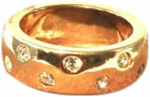 JOSEPH ESPOSITO, VINTAGE DICKER GOLDRING MIT VERSTREUTEN KRISTALLEN - Bild 1 von 5