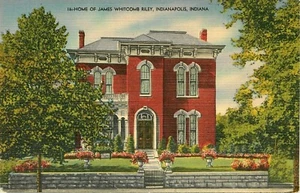 Postal de James Whitcomb Riley Home Indianapolis Indiana IN - Imagen 1 de 2