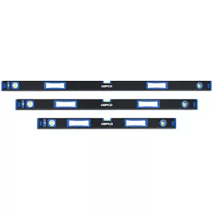 GEPCO Profi Wasserwaagen Set 3tlg Aluminium 3 Libellen 80 + 120 + 200 cm Lineal - Bild 1 von 5
