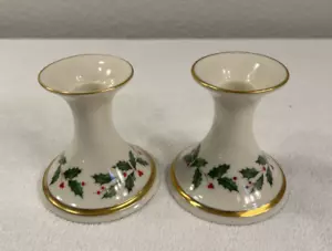 Lenox Holiday 2 portacandele, dettaglio oro 24 carati bacche di agrifoglio. USA - Foto 1 di 11