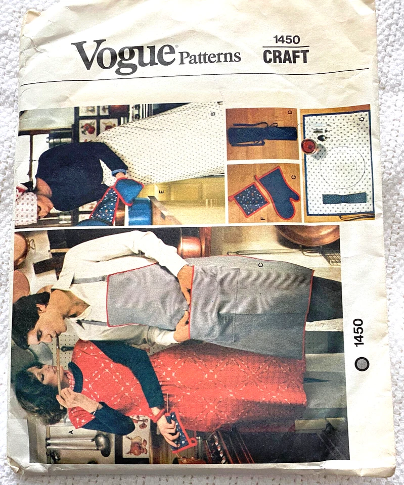 Vogue Sewing Pattern 1450 Apron Dress Butcher Block Napkins Potholders Placemat  - Image 1 of 1