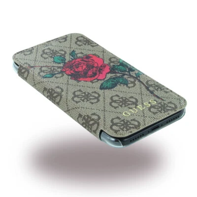 Guess Logo Flower Design Con Rosa Custodia a Libro per Apple IPHONE X / 10 - Immagine 1 di 4