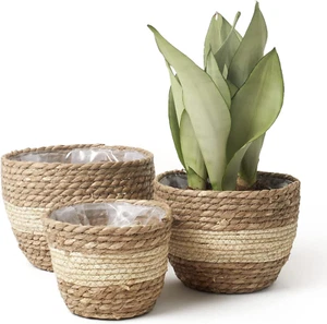 Seagrass Planter Basket Indoor Outdoor, Flower Pots Cover, Plant Containers, Bei - Picture 1 of 12