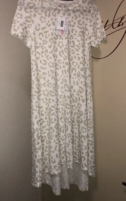 Vestido Lularoe Carly Difícil de Encontrar Unicornio 🦄 Blanco Tostado Gris Estampado Animal Leopardo 2X 22/24 Foto 1 de 4