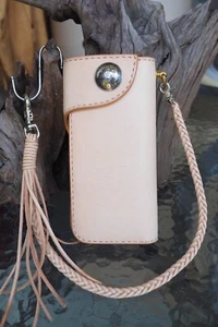 Custom Leather Biker Wallet Chain Handmade Leather Wallet Bifold Wallet Gift - Picture 1 of 2