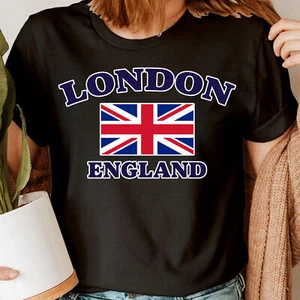 London England Union Jack Great Britain British Souvenir Womens T-Shirts #6NE - Picture 1 of 8