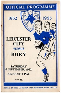 VINTAGE FOOTBALL PROGRAMME LEICESTER CITY v BURY 6th SEPTEMBER 1952 - Picture 1 of 7