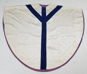 Vintage French Brocade Christian Chasuble Vestment Church Robe 143x115 cm - Picture 1 of 19