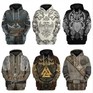 Viking Raven Warrior Tattoo 3D hoodies autumn pullover coat casual sweatshirts - Picture 1 of 11