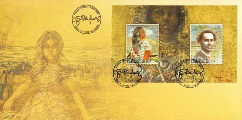Latvia 2021 (15) Famous latvian painters - Janis Pauluks (unaddressed FDC) - Image 1 of 1