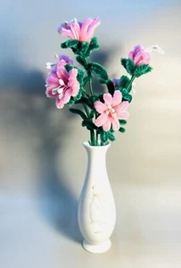 Limpiadores de pipas de ramo de flores rosadas hechos a mano  - Imagen 1 de 11