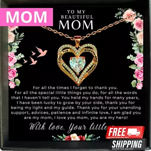 To My Mom Necklace Gifts For Mom Mothers Day Gift with Card Message Necklaces - Picture 1 of 24