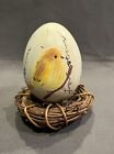 Œuf d'oiseau peint en céramique dans un nid oiseau jaune artisan décoration de ferme 3,5 pouces cadeau