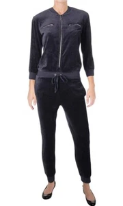 Juicy Couture Black Label Black Velour Jumpsuit Romper Playsuit Catsuit - Picture 1 of 6