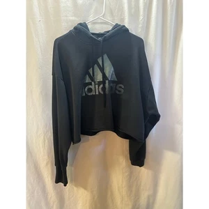 "Sudadera con capucha corta Adidas - negra - talla M - P2P 27""" - Imagen 1 de 6