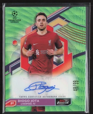 2022 TOPPS FINEST UEFA CLUB DIOGO JOTA AUTO NEON GREEN WAVE REF. 48/99 - Image 1 of 4
