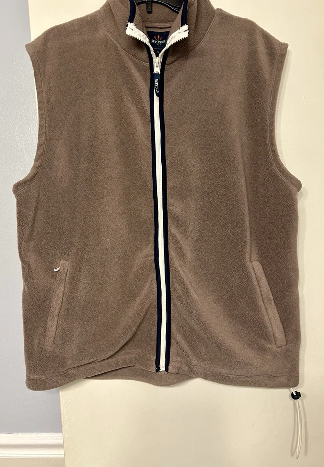Chaleco Ivy Crew Para Hombre Polar con Cremallera Talla XL Caqui Azul Marino Borde Beige con Bolsillos Foto 1 de 4
