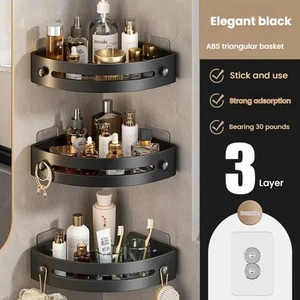 3-9PCS Organiser Storage Rack Corner Shower Caddy Self Adhesive Bathroom Shelf - Picture 1 of 16