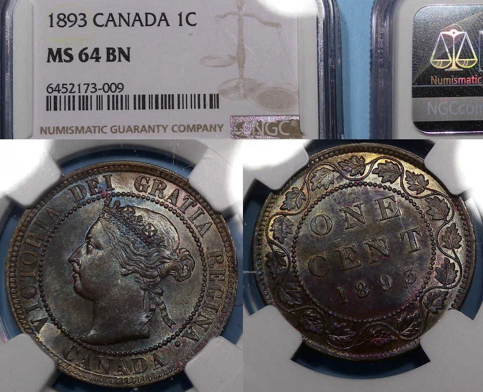 1893 CANADA CENT NGC MS 64 BN CANADA AUCTION COMP $304 #AC1-35x - Image 1 of 1